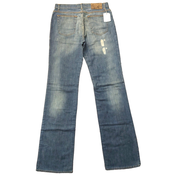 Just Cavalli Faded Distressed Zig Zag Stitch Blue Denim Bootcut Jeans Sz 32 NWT - Picture 7 of 16